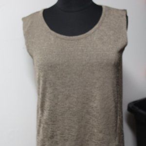 Jones New York Tan Brown Woven Textured Tank Top Large